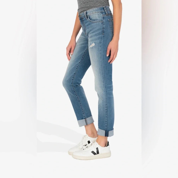Kut From The Kloth Catherine Mid Rise Boyfriend Medium Wash Size 8 - Picture 3 of 11